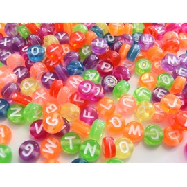 Letters A-Z Alphabet Round 7 mm Beads Letter Beads Multicoloured Mix Bead Set for Threading (250 Letter Beads Colourful #21)