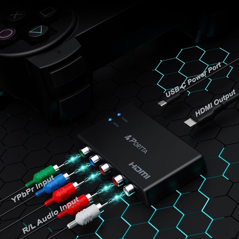 Portta アナログ コンポーネント RGB 入力 to HDMI出力 変換 コンバーター