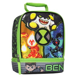 Ben 10 Omnitrix Alien Force Insulated Dual Compartment Lunch Bag Tote For Hot And Cold Food, Drinks, And Snacks