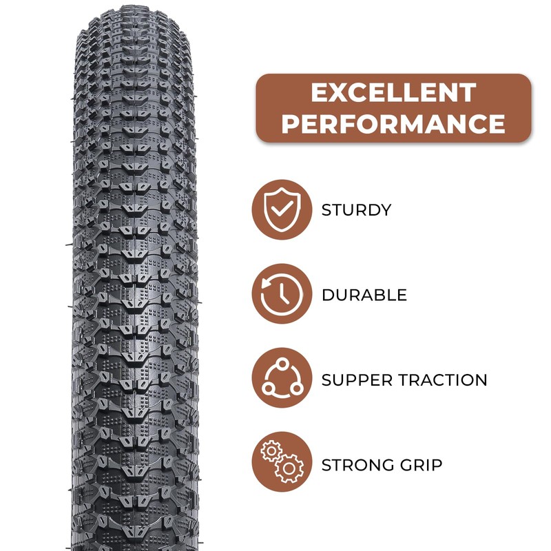 2 Pcs, 26x2.10 Bike Tires, Durable Folding 26 Inch 54-559