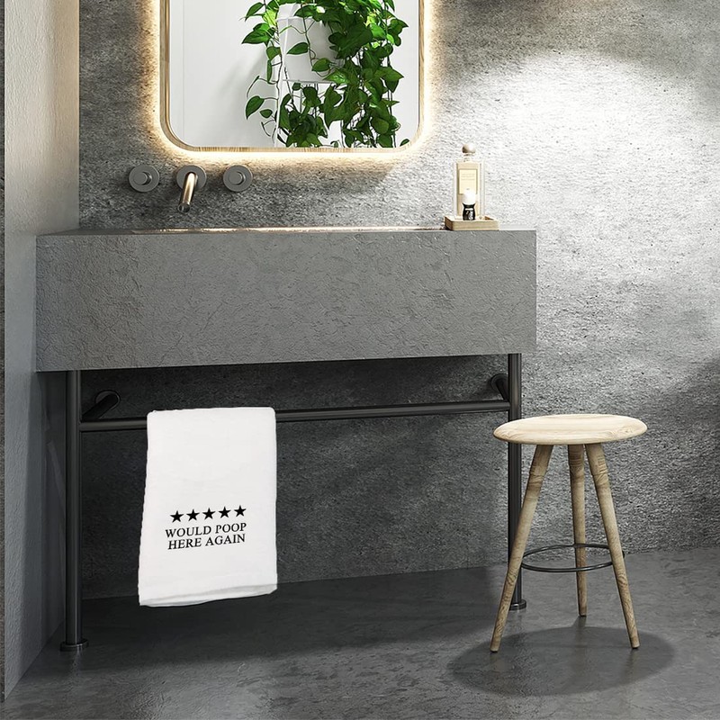 Funny Bathroom Hand Towel Bathroom Towel Would Poop Here Again