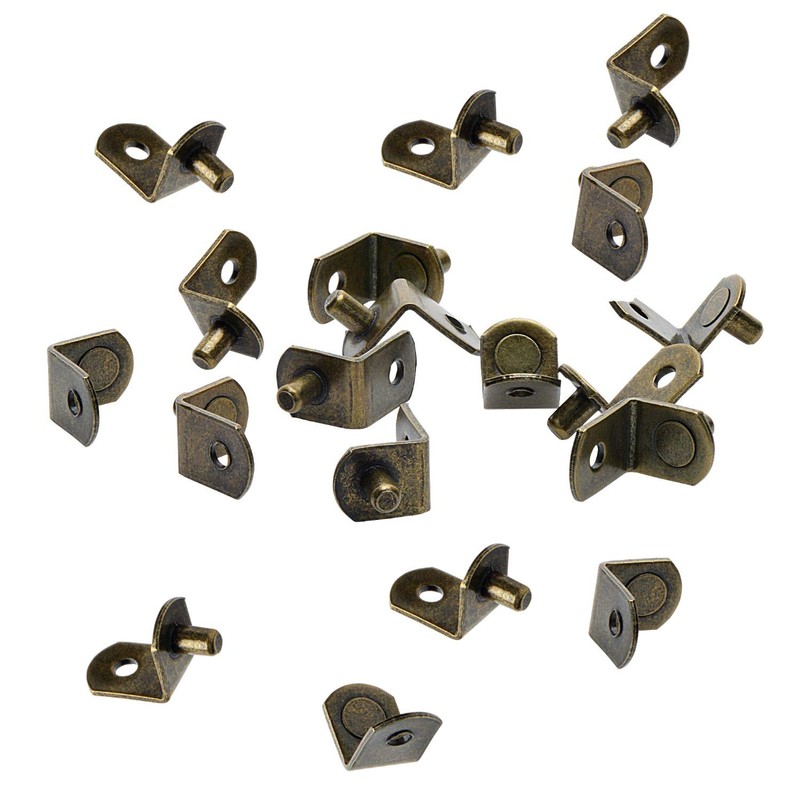 1/4" Bracket Style Cabinet Shelf Support Pegs w/Hole - Antique