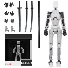 FoxVilla Assembly Completed T13 Action Figure, Titan 13 3D Printed Action Figure, Lucky 13 Action Figure, Assembled Dummy 13 Action Figure(Transparent)