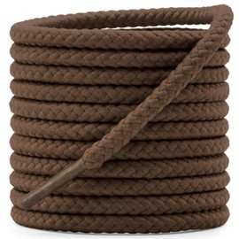 DELELE 2 Pair 39.37" Inch Round Twisted Textured Shoelaces Red Brown String Solid Woven Boots Shoelace Shoes Laces for Men and Women