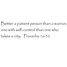 Tapestry Of Truth - Proverbs 16:32 - TOT9186 - Wall and Home Scripture, Lettering, Quotes, Images, Stickers, Decals, Art, and More! - Better a Patient Person Than a Warrior, one with self-Control...