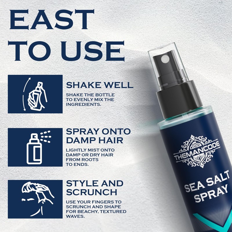 THEMANCODE Sea Salt Spray for Men, Travel Essentials, Beach Vacation