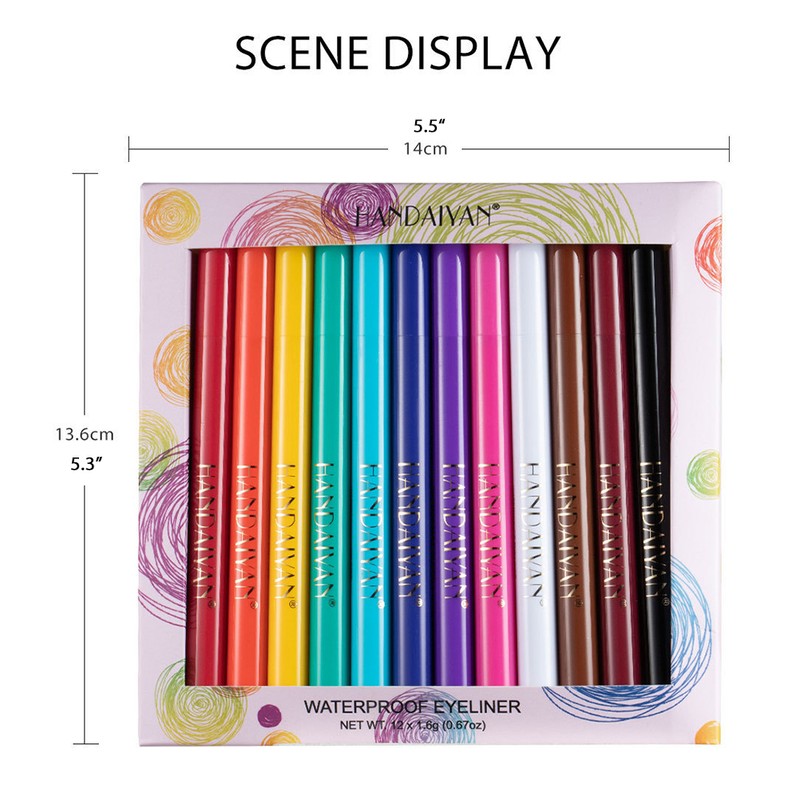 12 Color Liquid Eyeliner Pen Smudge Proof Eyeliner Quick Dry