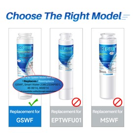 ICEPURE RWF3000A Refrigerator Water Filter Compatible with GE GSWF, Smart Water 238C2334P001, Kenmore 46-9914, 469914, 9914, Remove Chlorine, Odors and Smells, 3 PACK