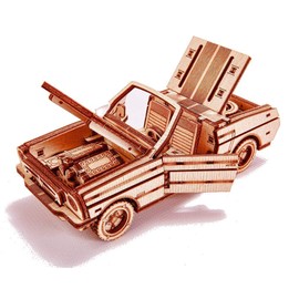 Wood Trick 3D Mechanical Model Kit Cabriolet Car Wooden Puzzle, Assembly Constructor Brain Teaser Gears Set DIY