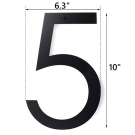 SKLK-SEL 10 Inch Floating House Numbers, Address Numbers for Outside, Metal Black Large Modern House Numbers, Door Numbers for Mount Aluminum Black Number 5
