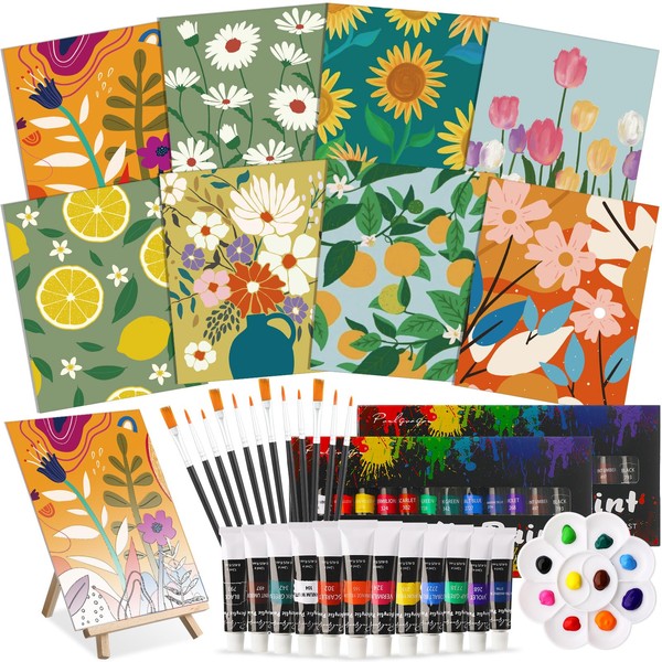 Cholemy 36 Pcs Paint and Sip Kit for Adults 8''