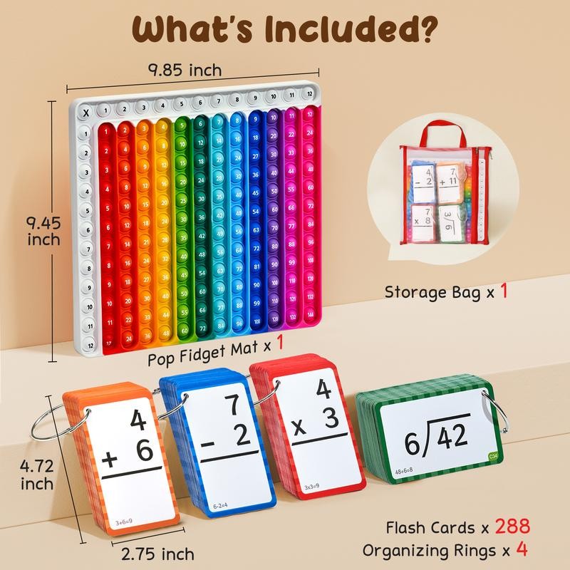 „ÄêJoyCat„ÄëMath Flash Cards & Pop Fidget Chart, Math Manipulatives Game