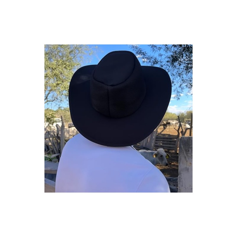 AIMBEAR Sombrero de Piel Color Negro con Malla | Plegable,