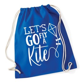 Hippowarehouse Let's Go Fly A Kite Drawstring Cotton School Gym Bag 37cm x 46cm, 12 litres
