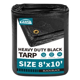 TARPAL 8x10ft tarp 14mil Black tarps Heavy Duty tarp Small Tarps，Water and UV Protection,for Outdoor Furniture Covers Waterproof,Awnings,Roofs,Tents,Pool Cover,Shade Cloth for Garden