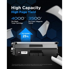 TN336 TN331 TN315 TN310 Compatible Toner Cartridge Replacement for Brother TN 336 331 315 310 TN-336 TN-331 TN-315 TN-310, use with MFC-9465CDN HL-4140CN (B/C/M/Y-4 PK)