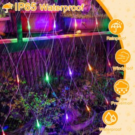 OPAHUTER 198LEDs Solar Net Lights Outdoor, 6.6 x 9.8 Ft Mesh Fairy Lights, Waterproof Net Lights with 8 Modes, Remote Control, Copper Wire Net Lights for Christmas Tree Lawn Fence Bushes Wall