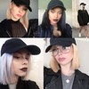WUODHTW Woman Baseball Cap with Hair Extensions Straight Short Bob