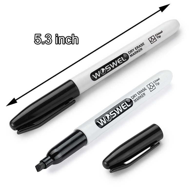 WOSWEL Dry Erase Markers Bulk, 144 Pack Black Chisel Tip