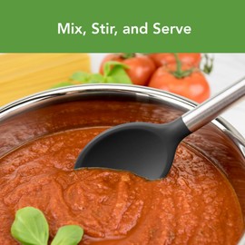 Tovolo Silicone Mixing Spoon With Stainless Steel Handle, Scratch-Resistant & Heat-Resistant Stirring Spoons, Kitchen Utensil Safe for Nonstick Cookware & Cast Iron Skillets
