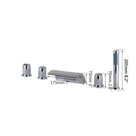 DUSJYOHRD LED Waterfall Bathroom Basin Faucet Deck Mounted Washbasin Bathroom Tap 5 Pcs Set Flush Cold Hot Water Mixer Taps