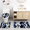 Nkzply 4 Pcs Blue Shower Curtain Black Bathroom Sets with