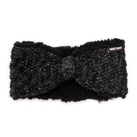 MUK LUKS Women's Standard Butterfly Acrylic & Lurex Cable Headband, Ebony/Dk Grey Heather
