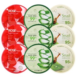 푸드어홀릭 3개  알로에/스네일/로즈워터 수딩젤 300ml 택1 Choice of 1 from 3 soothing gels: Aloe, Snail, or Rosewater, 300ml