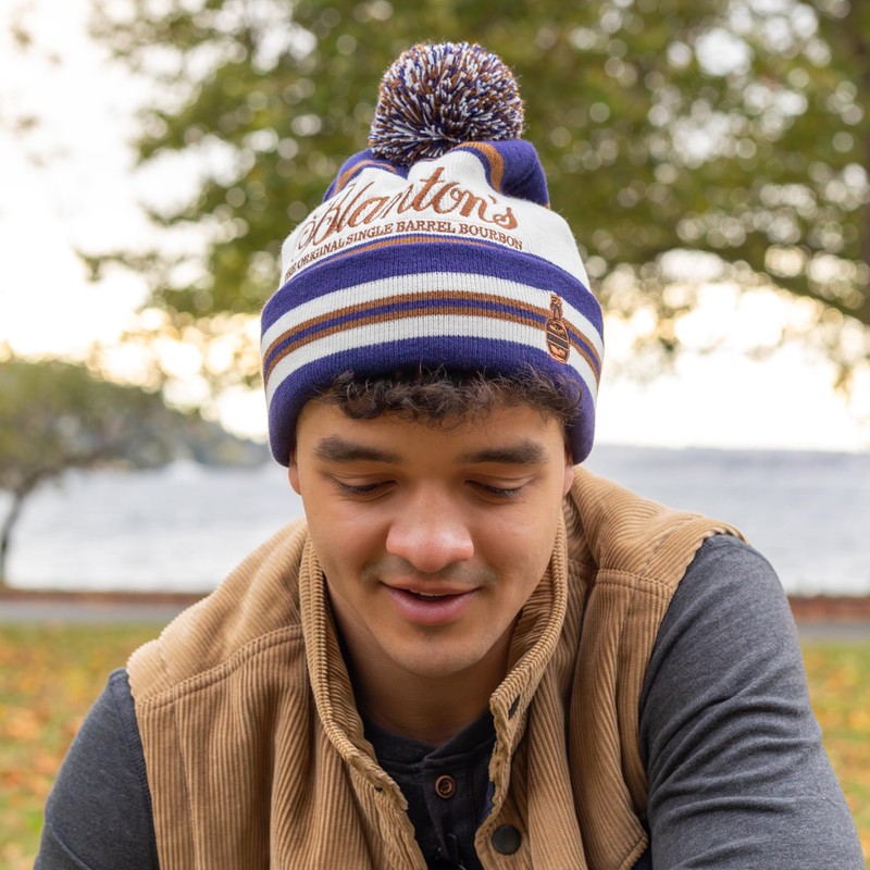 Blanton's Custom Knit Beanie with Pom Blue