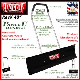 MANPLOW RevolutionX Snow Pushers and Shovels (Power U Handle, 48")