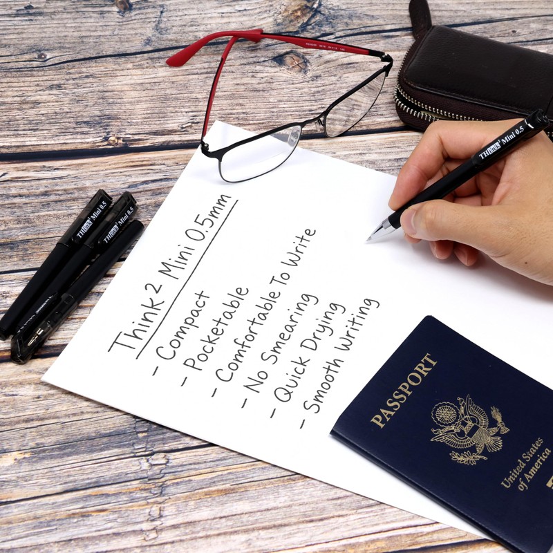 THINK2MASTER [24 Pens - Black Ink Think2 0.5mm Pocketable Mini