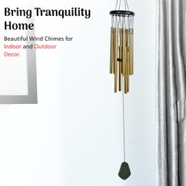 Crocon Large Outdoor 12 Pipes & Gold Metal Wind Chime with Deep Tones for Couples Unique Housewarming for New Home Parents & Family Memorial & Birthday Gifts for Women Healing Décor Size: 29.52 inch