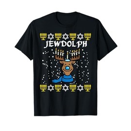 Jewdolph Ugly Hanukkah Reindeer Funny Chanukah Men Women Kid T-Shirt