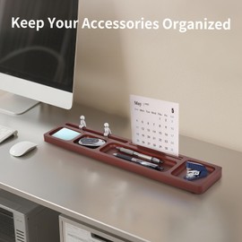 Ecoaterui Ecoaterui Walnut Wood Office Desk Tray Organizer, Walnut Desk Accessories Wooden Valet Tray Multi-Compartment Storage for Office Home Desktop