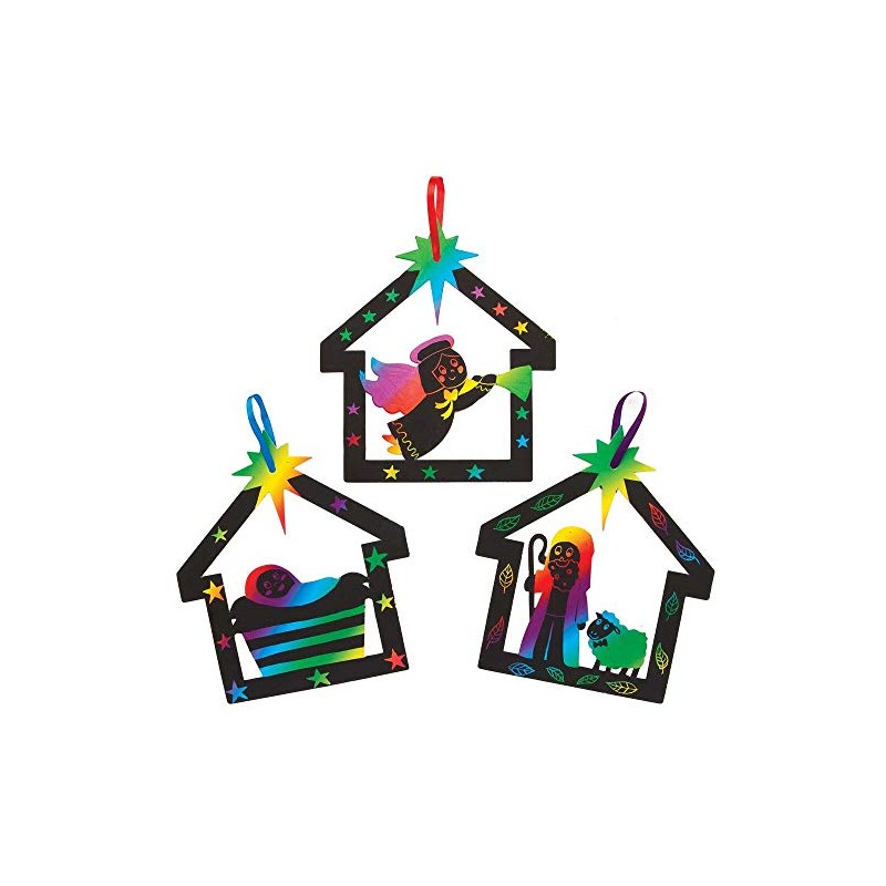 Baker Ross AR806 Nativity Scratch Art (Pack of 8) for