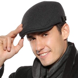 Superora Men's Beret Flat Cap Beret Hat Winter Warm Cap Newsboy Flat Black, gray