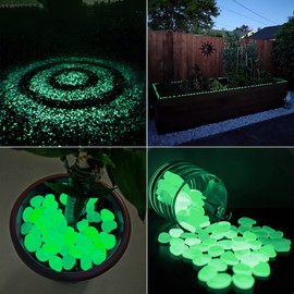 NAMTSO Glow in The Dark Rocks Outdoor, 500 pcs Green Solar Rocks for Landscaping, Outdoor Decor Glow in The Dark Stones, Glowing Pebbles for Garden Backyard Patio Lawn Pond Fish Tank Aquarium Decor