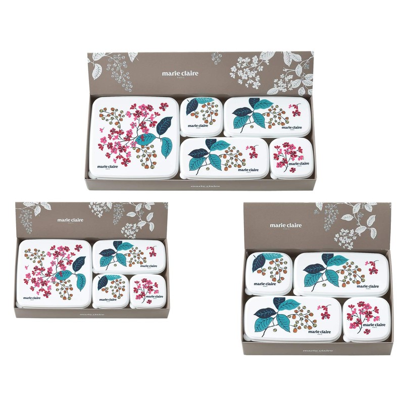 Tamahashi Marie Claire Sealing Containers, Multicolor, Rectangular Shape, 9.8 fl