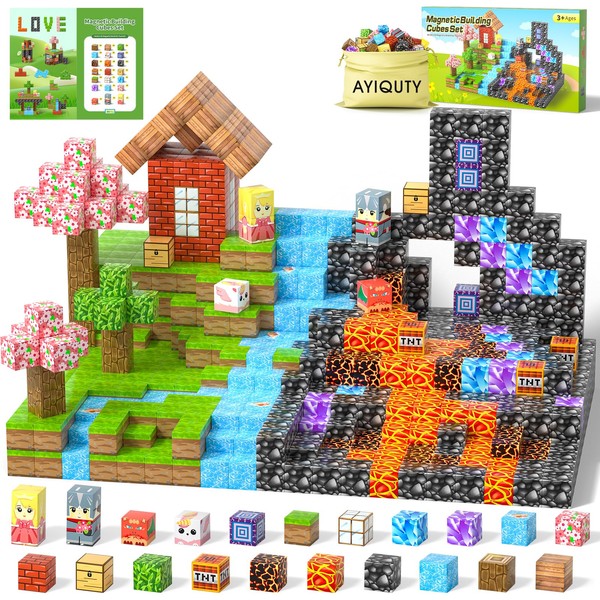 AYIQUTY Magnetic Building Blocks, Magnetic Blocks Set, 23 Elements Magnetic