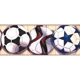 York Wallcoverings Growing Up Kids Go After Your Goal Removable Wallpaper Border, White, Beige, Blue, Red, Black, Tan