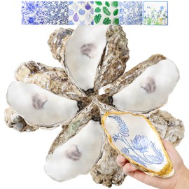 LARDUX 12PCS Oyster Shells for Crafts, 6"-7" X-Large Natural Sea Oyster Shells Bulk for Crafting Painting, Home Decor Vase Filler, DIY Arts with 6 PCS Decoupage Paper Napkin (X-Large Size)