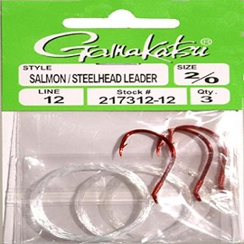 Gamakatsu 217312-12 Sal/Steel Head Leader Bait (12 Pack), Size 2/0, Red