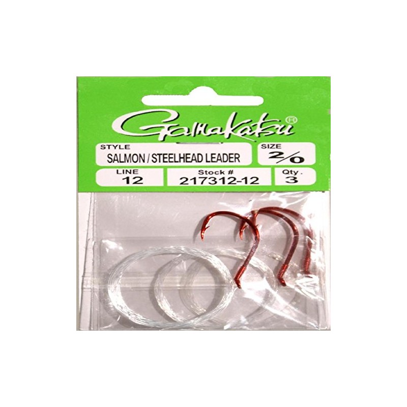 Gamakatsu 217312-12 Sal/Steel Head Leader Bait (12 Pack), Size 2/0,