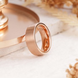 King Will 8mm Rose Gold Tungsten Carbide Wedding Ring Brushed Surface Comfort Fit 7