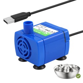 Diealles Shine USB Cat Fountain Pump, Quiet Replacement Pump, Cat Fountain, Cat Drinking Fountain Pump for 2 L Cat Fountain, Stainless Steel