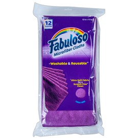 Fabuloso Microfiber Cleaning Cloths for Home & Car, Lint-Free Scratch-Free Rags for Glass, Kitchen & Wood, Reusable Machine Washable, Absorbent for Dusting & Wiping, Purple, 13 x 13 in, 12 Count
