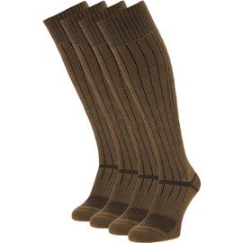 281Z Military Demi Season Breathable Knee High Cushioned Uniform Boot Socks - Tactical Trekking Hiking - Outdoor Fishing Hunting (Coyote Brown)(X-Small 4 Pairs Pack)