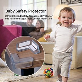 Tnfeeon 15pcs Protector de Esquina, Protector Transparente de Seguridad para bebés Muebles Mesa de Borde Protección de Esquina para gabinetes Cajones Mesas Electrodomésticos
