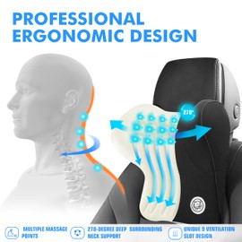 TKLoop Car Neck Pillow for Driving Seat Car Headrest Pillow with Flexible Strap, 100% Memory Foam Neck Support Pillow for Car, Office Chair Black Pack of 2