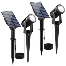 CREPOW Solar Spot Lights Outdoor, Solar Landscape Spotlights IP65 Waterproof 9.8ft Cable, Auto On/Off Outdoor Wall Lights for Garden Yard Driveway Porch Walkway Pool 6000K White 2 Pack